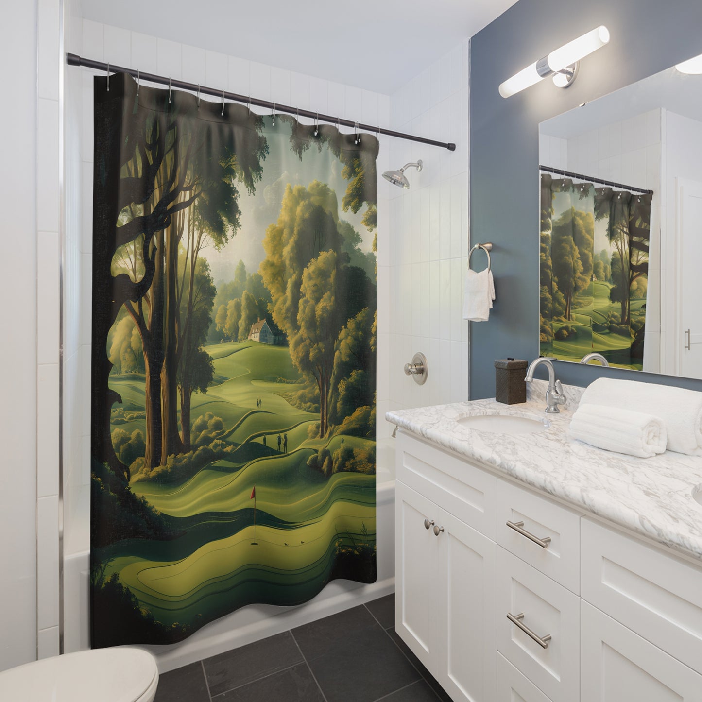 Golf Themed Shower Curtain 71 x 74" – Perfect Bathroom Decor for Golf Enthusiasts