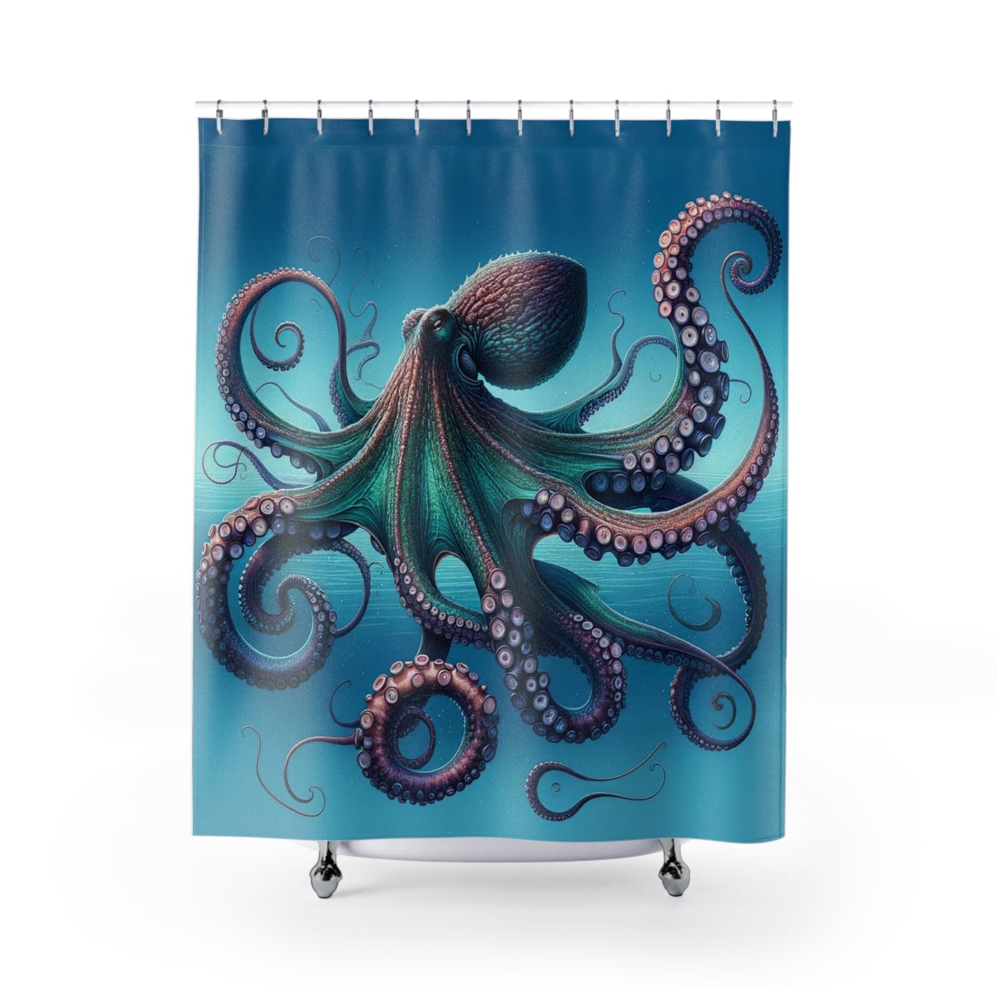 Octopus Under the Sea Creature Shower Curtain 71 x 74" Sea Life, Fish, Ocean Reef