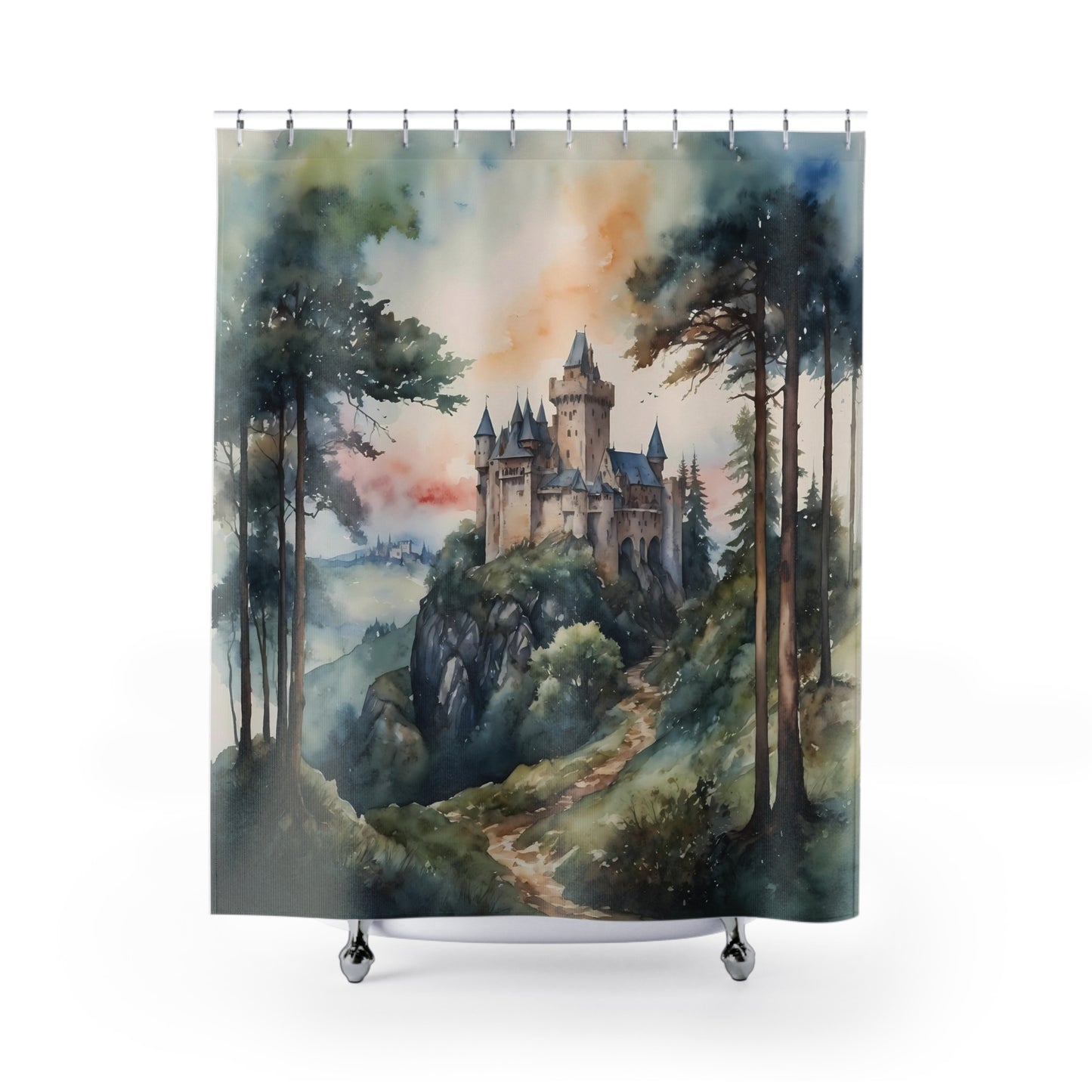 Medievel Castle in the Woods Shower Curtains 71 x 74"