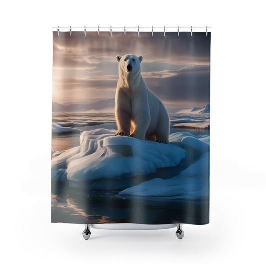 Arctic Polar Bear Scene Shower Curtain 71 x 74" Polar Bear Shower Curtain