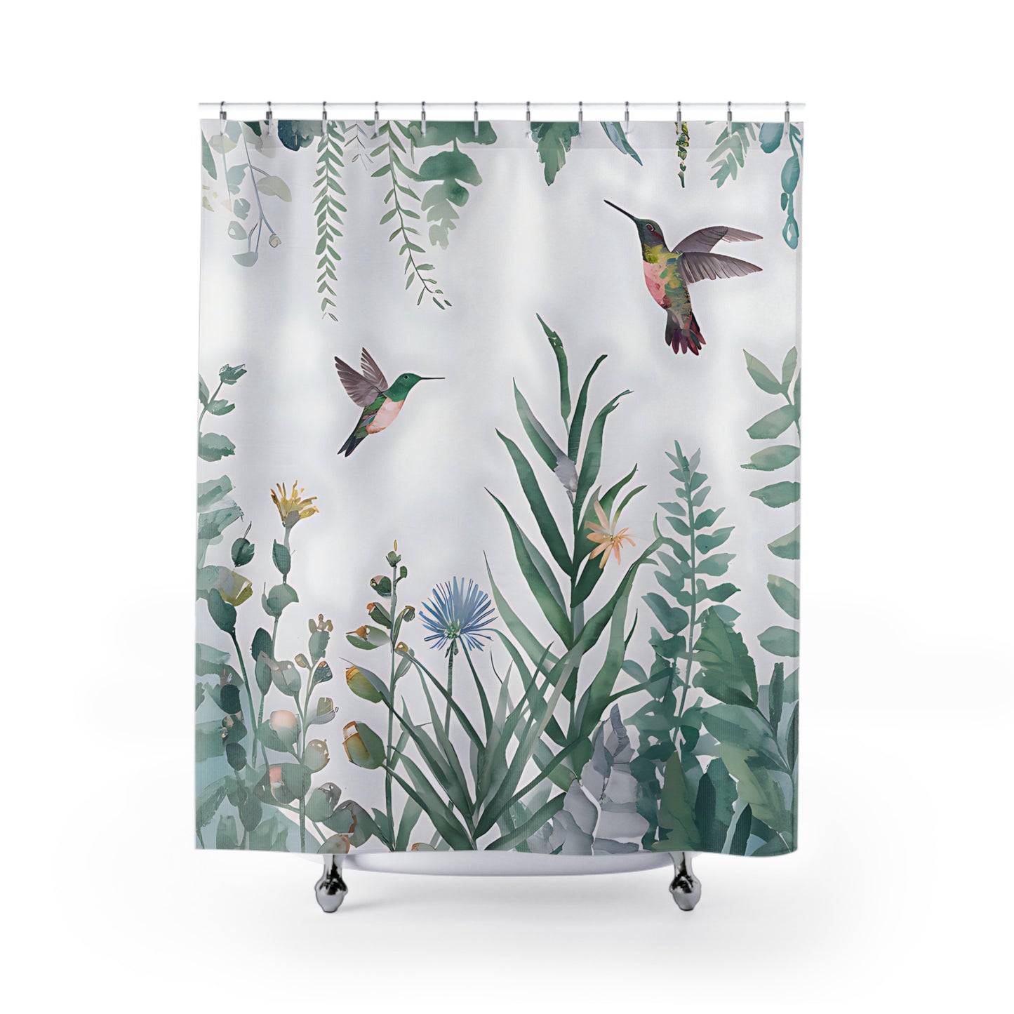 Hummingbird Garden Shower Curtain 71 x 74", Birds, Hummers, Garden Home Decor