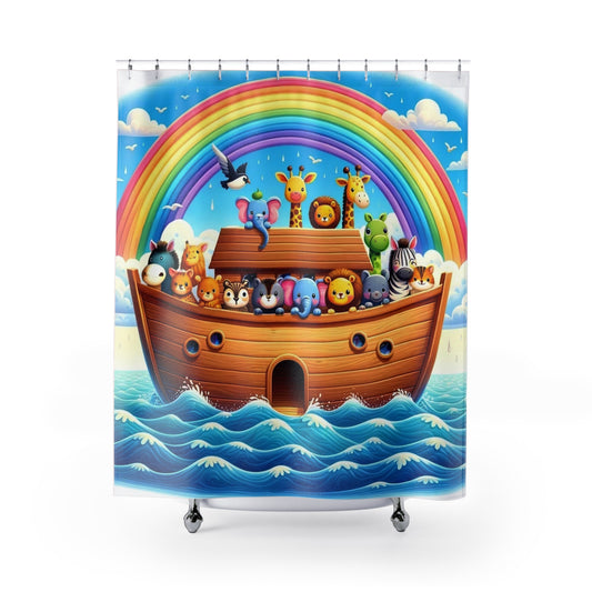 Noah's Ark Shower Curtain Kids Shower Curtain, Religious Shower Curtain, Cute Shower Curtain