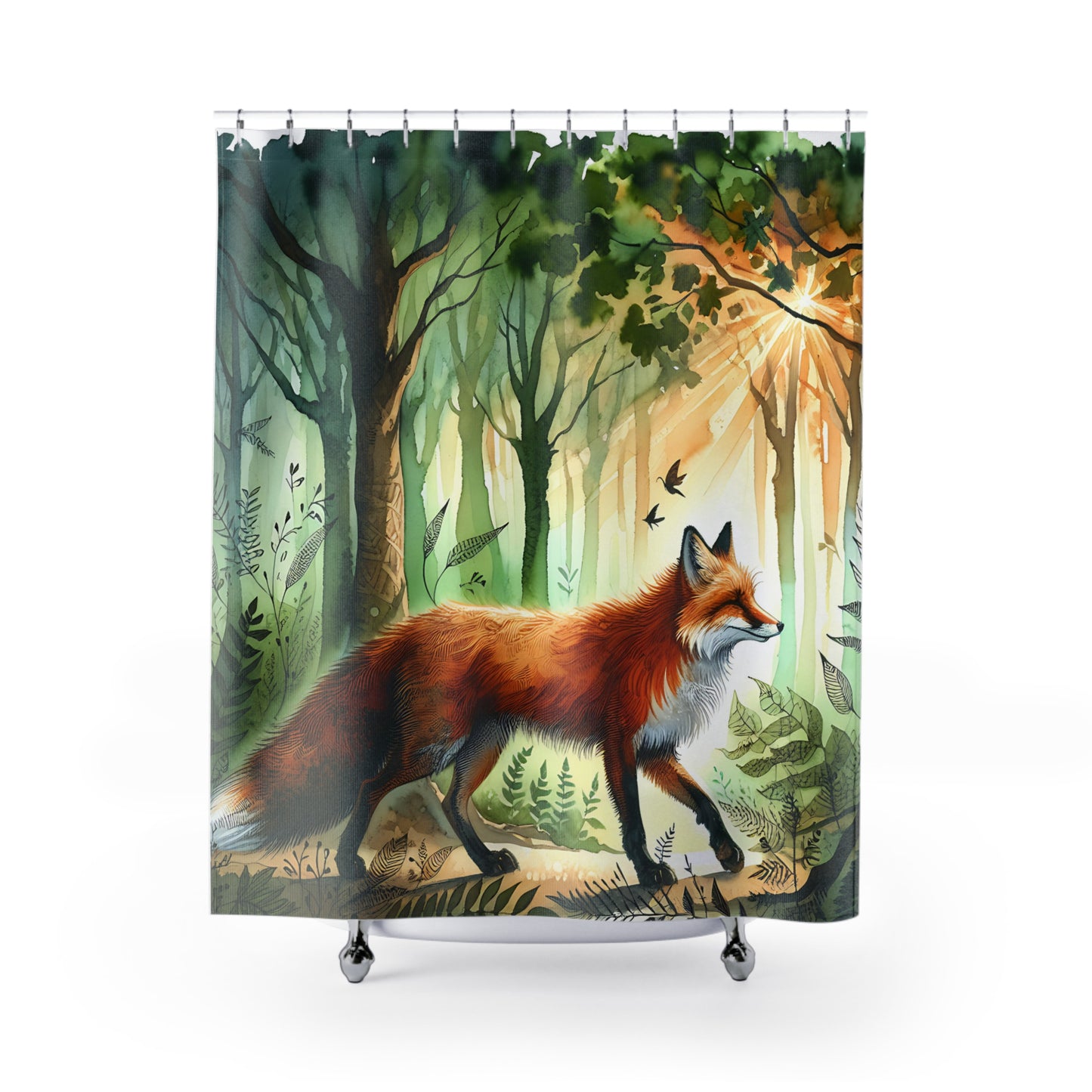 Red Fox in the Woods Shower Curtain Fox Forest Shower Curtain 71 x 74"