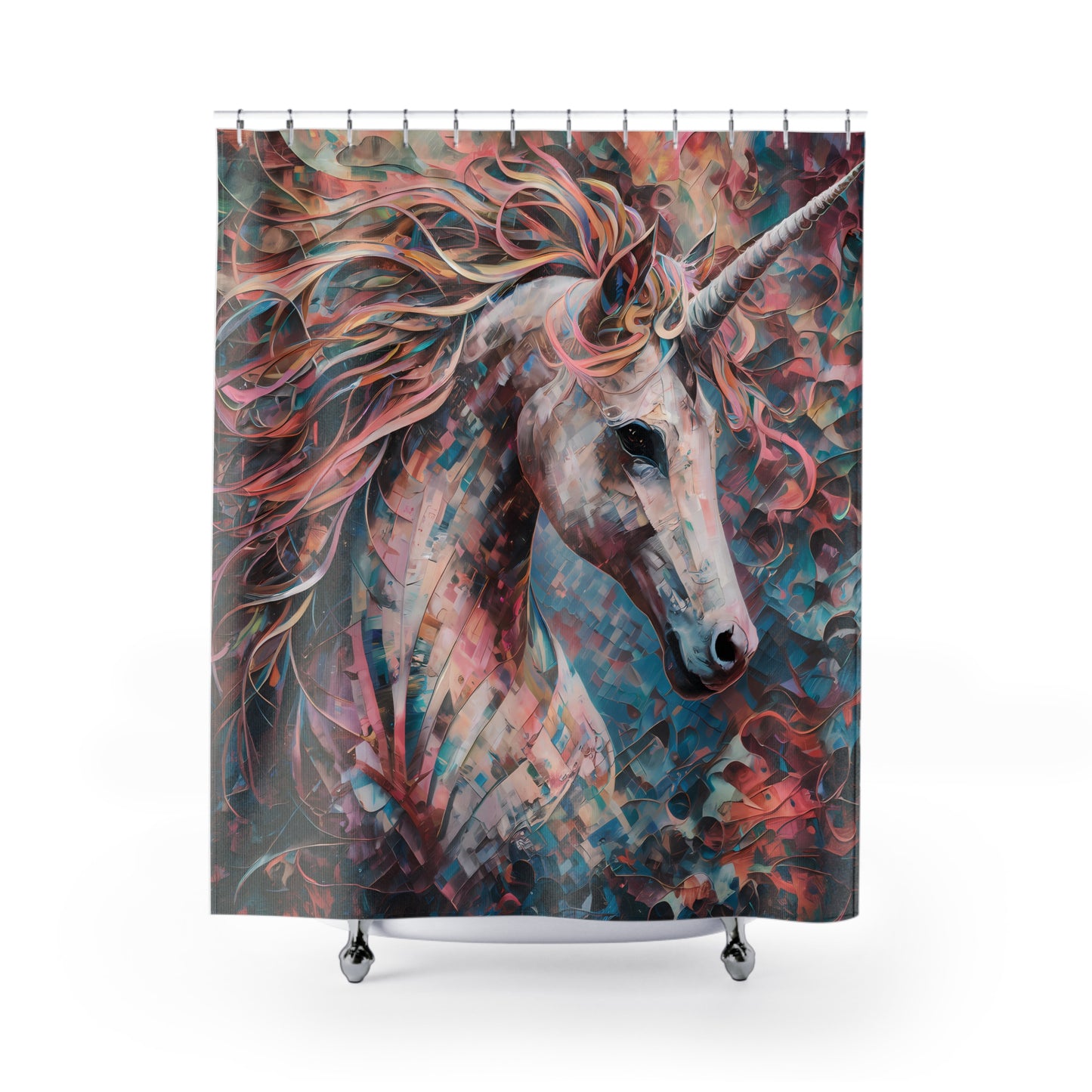 Magical Unicorn Explosion: Beautiful 71 x 74" Shower Curtain with Abstract Unicorn Design