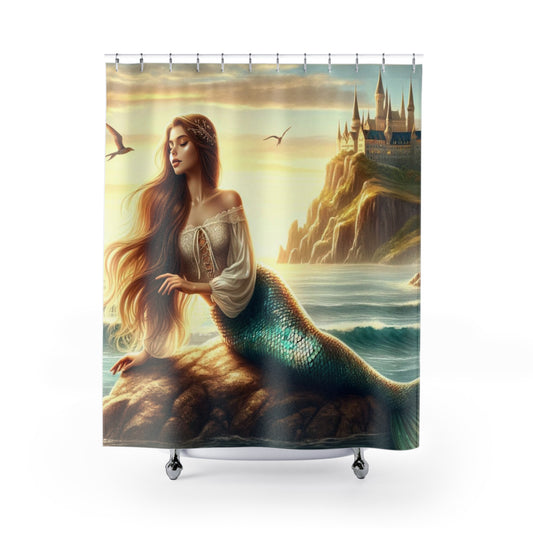 Beautiful Mermaid Lazing by the Sea Shower Curtains 71 x 74" Ocean Lover Gift