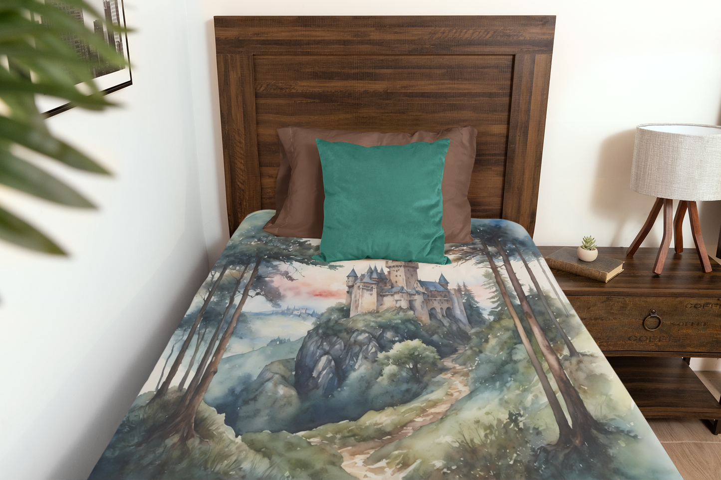 Medieval Castle in the Woods Fantasy 60 x 80" Sherpa Fleece Blanket, Castle, Fairy Tale